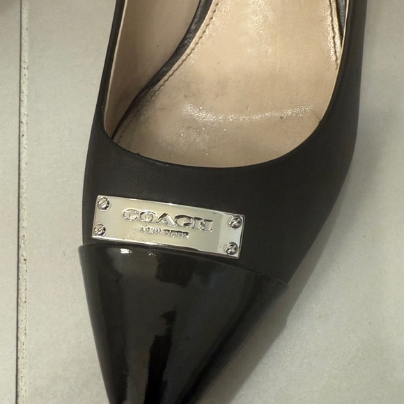 Coach Black Leather Heels Size 9 - Picture 2 of 11